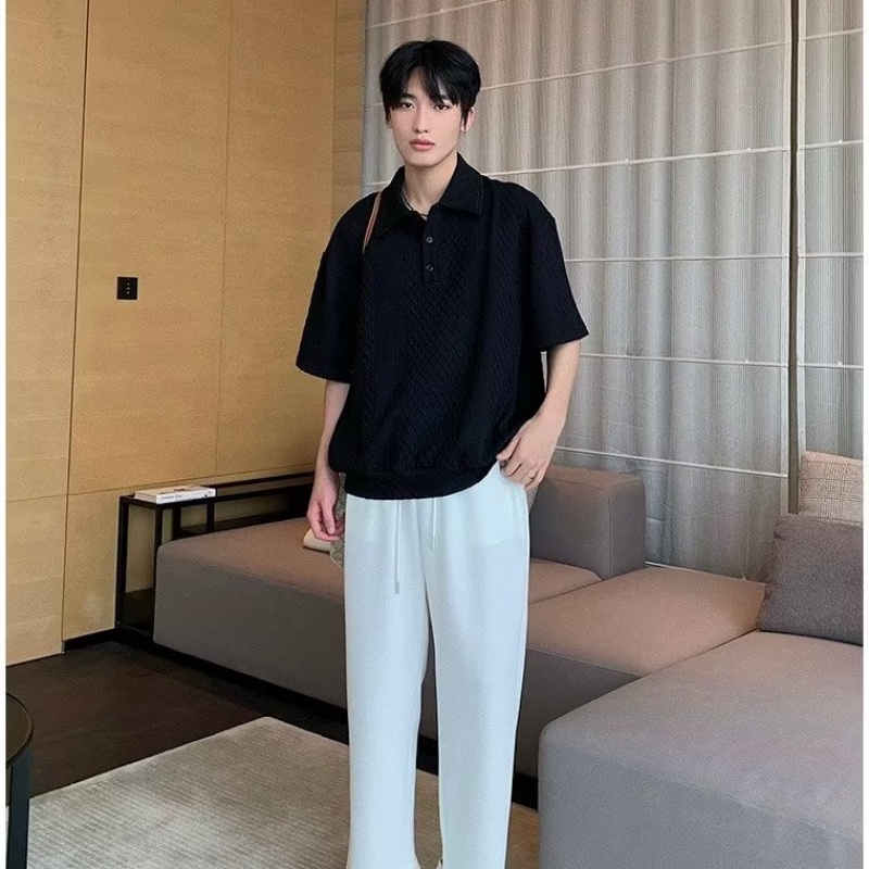 Áo Thun Polo Tay Ngắn Màu Trơn Phong Cách Thời Trang Hàn Quốc Cho Nam Giới Có Size M-3XL