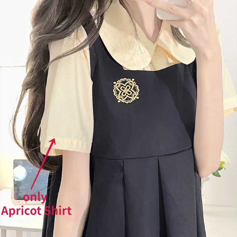 Bộ Áo Sơ Mi + Đầm Hai Dây Xếp Ly Thêu Họa Tiết Hoa Mơ Ngọt Ngào Thời Trang Mùa Hè Cho Nữ