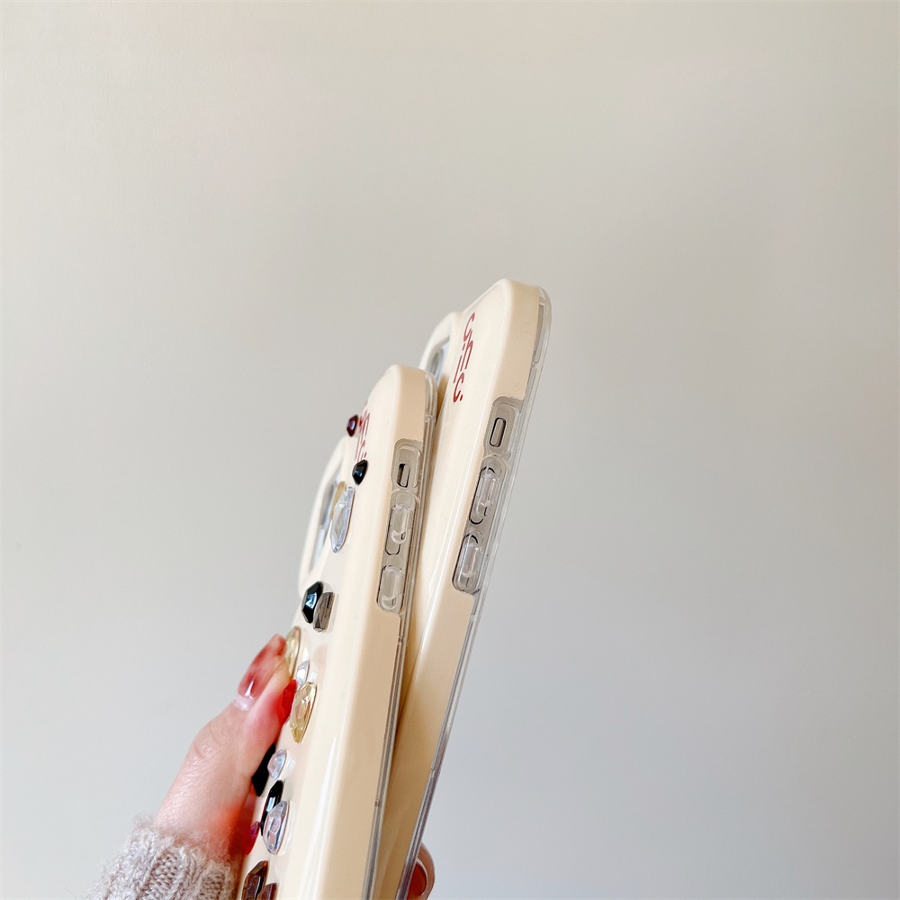 Ốp Điện Thoại TPU Silicon Mềm Chống Sốc Chống Rơi Đính Đá Kiểu Retro Đơn Giản Cho iphone 14 13 12 11 Pro Max