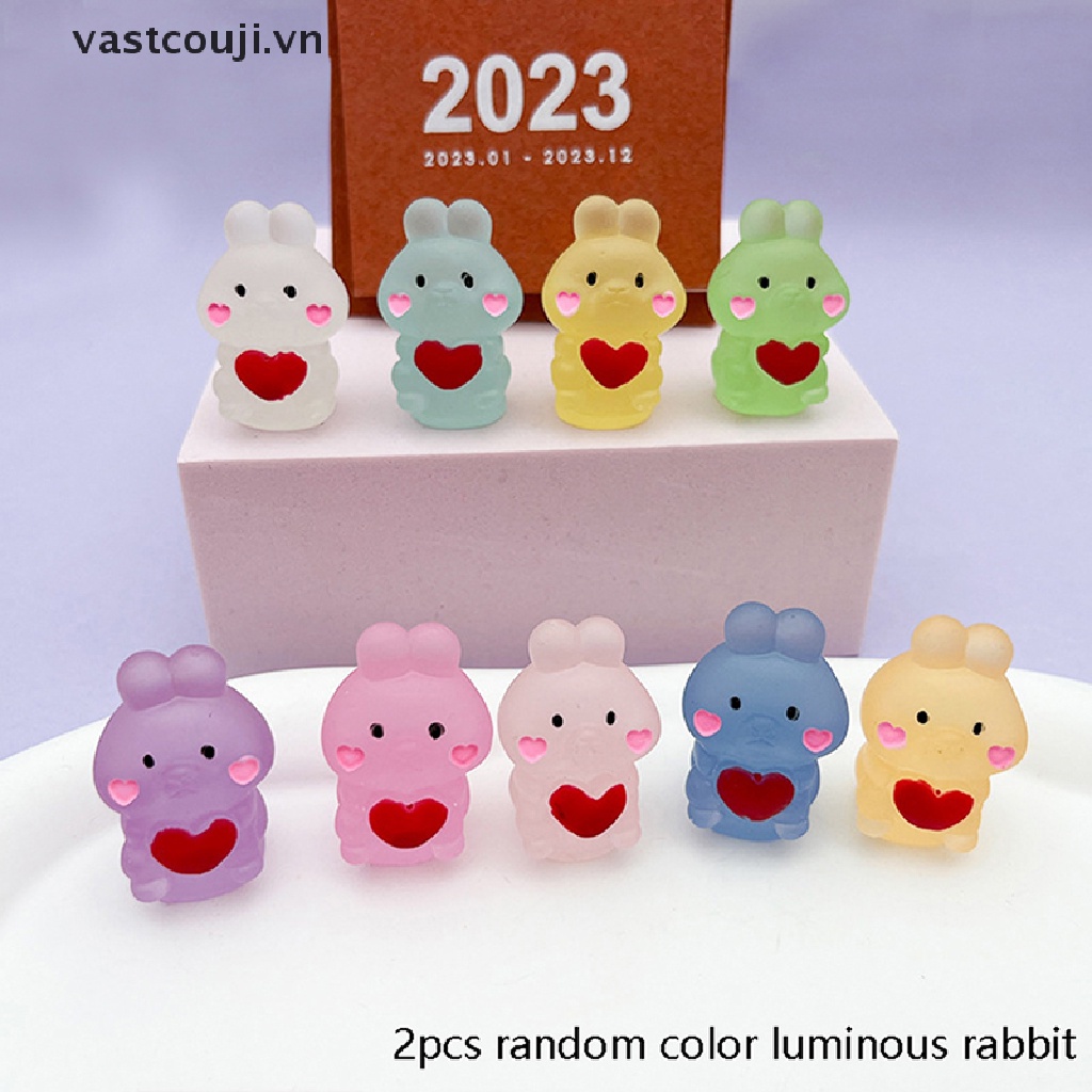 Set 2 Chú Thỏ Mini Phát Sáng Trong Bóng Tối Trang Trí