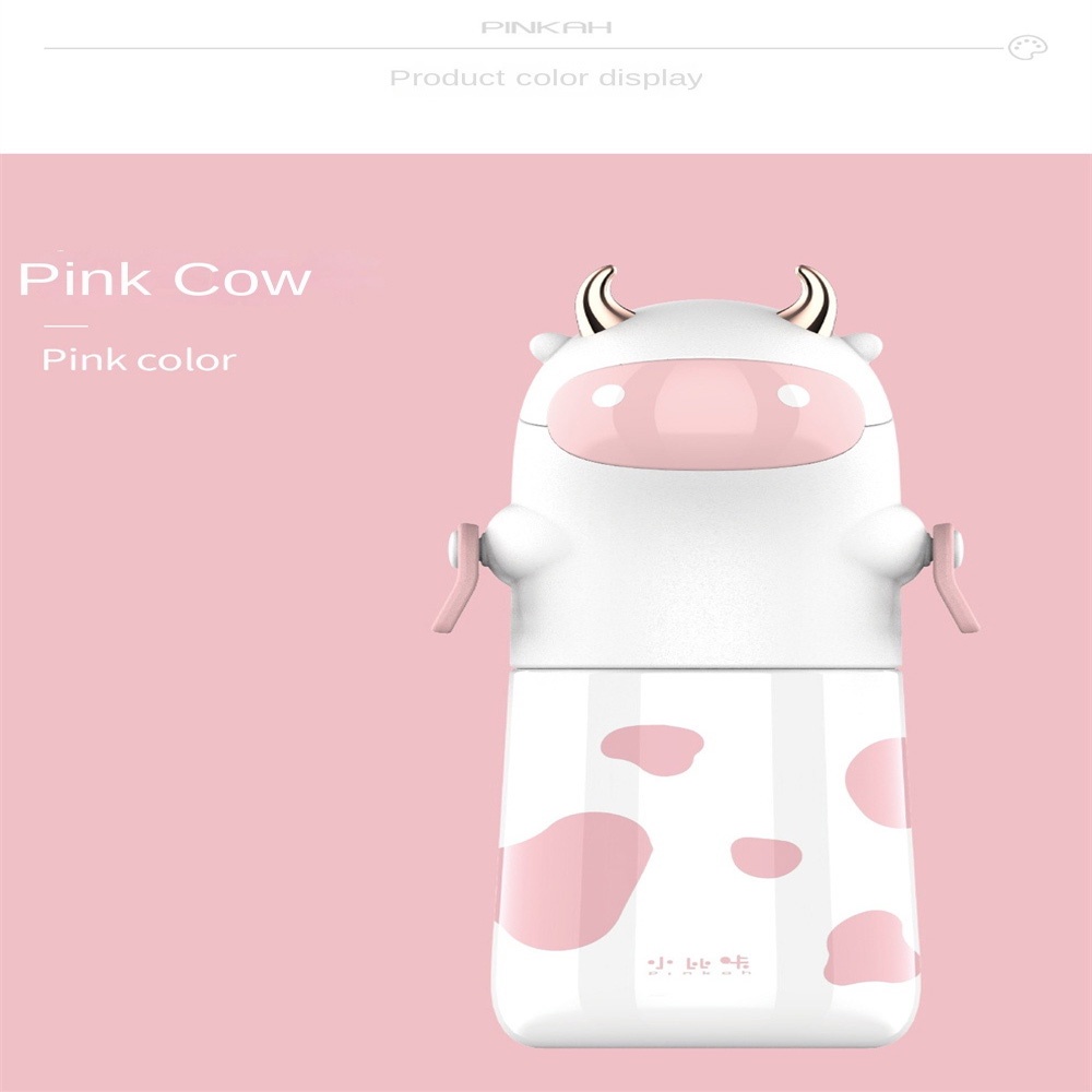 Bình Nước Hình Bò Sữa Có Ống Hút Và Dây Đeo Vai Cho Bé