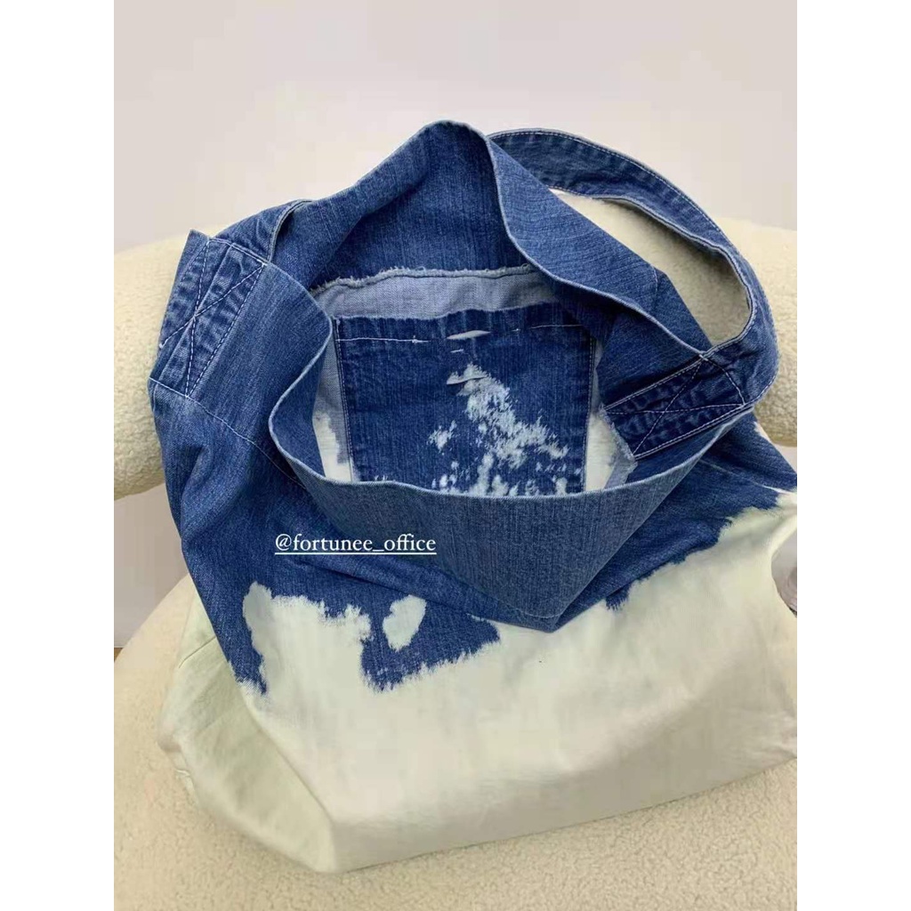 Túi Xách Vải Jean Cỡ Lớn Màu Gradient Thời Trang Cho Nữ