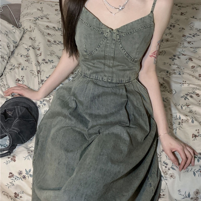 Đầm Denim Dáng Chữ a Ôm Eo Thời Trang Xuân Hè Hàng Mới 2023