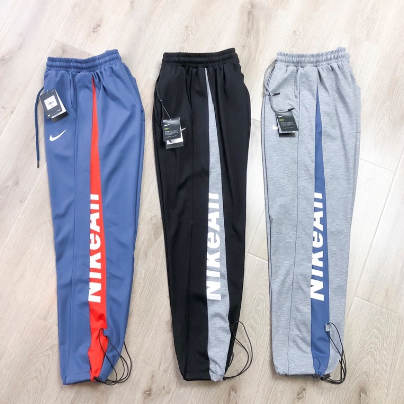 Quần Dài Thể Thao Nike 100% Chính Hãng Dáng Rộng In Chữ Thiết Kế Thoải Mái Cho Nam