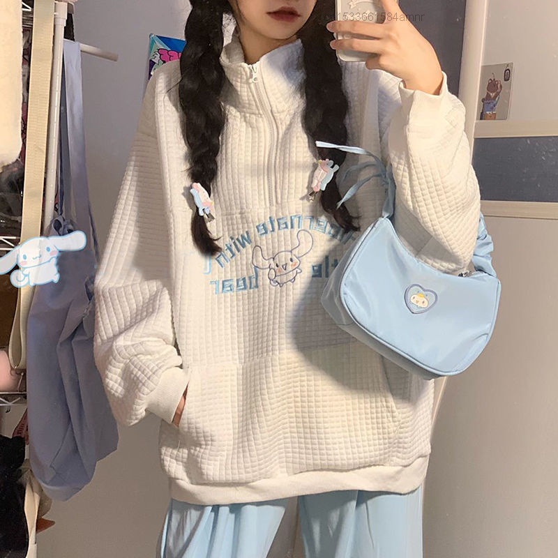Áo KhoáC Hoodie DàI Tay Có KhóA KéO Sanrio Cinnamoroll Y2K