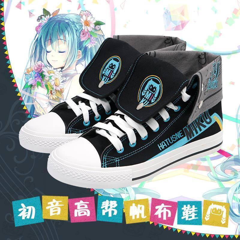 Hatsune Miku Princess Knight group cosplay shoes son Hatsune Miku cosplay shoes canvas shoes miku theme student board shoes sports shoes sneakers sneakers