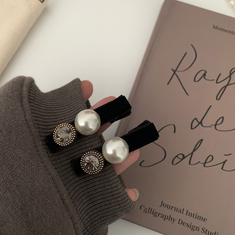 Kẹp Tóc Đính Đá / Ngọc Trai Phong Cách Cổ Điển Thanh Lịch Dành Cho Nữ