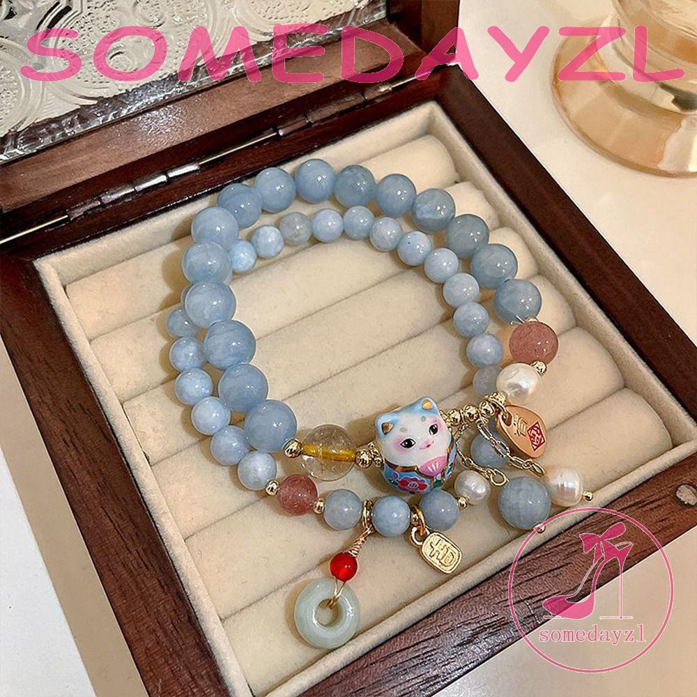 Vòng Tay Chuỗi Hạt Hình Mèo May Mắn Maneki Neko Đơn Giản Có Thể Điều Chỉnh Kích Thước|Vòng Tay Chuỗi Hạt Thời Trang Cho Nữ