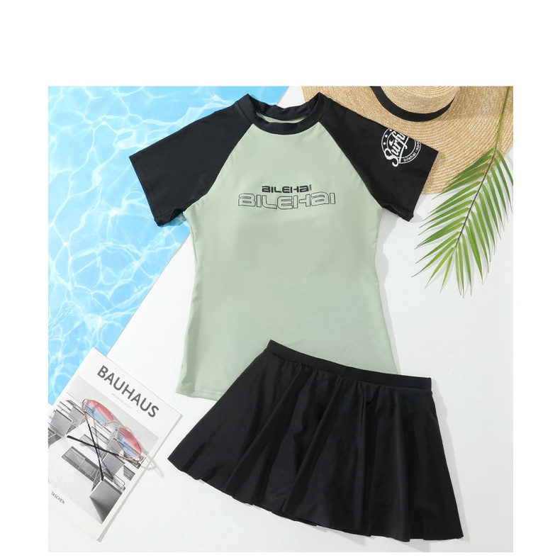 Bộ Đồ Bơi Hai Mảnh Thể Thao Che Bụng Kín Đáo Dành Cho Nữ