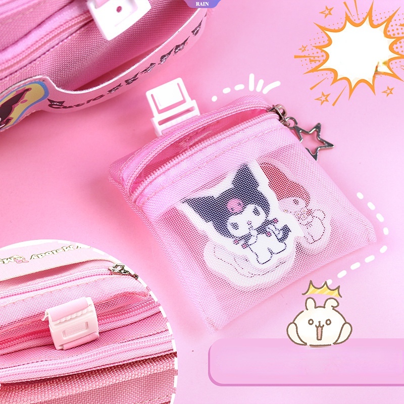 Túi Đựng Bút Bằng Vải Canvas Cỡ Lớn Họa Tiết Hoạt Hình Sanrio Kuromi Cinnamoroll My Melody StellaLou Linaell Cho Học Sinh