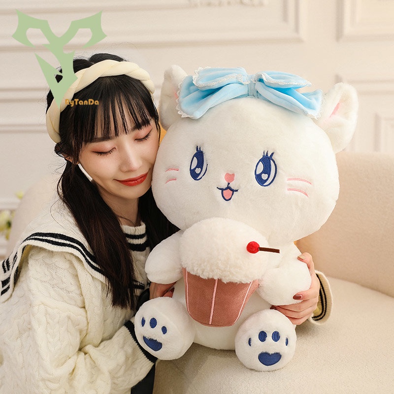 Đồ chơi nhồi bông Hình Mèo Đeo Nơ Mềm 25CM