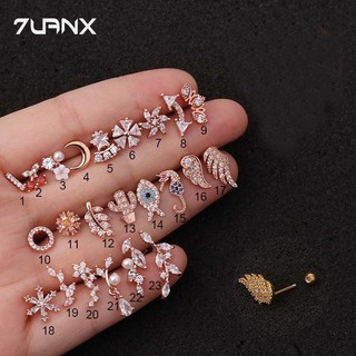 7uanX 1 Khuyên Tai Hình Cánh Thiên Thần / Mặt Trăng / Cánh Thiên Thần Đính Đá Zircon Helix Sụn 20Gauge Helix Lobe