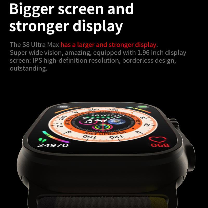 Đồng Hồ Thông Minh 2.08 Inch S8 Ultra Max Kết Nối Bluetooth 49mm Hỗ Trợ Theo Dõi Sức Khỏe