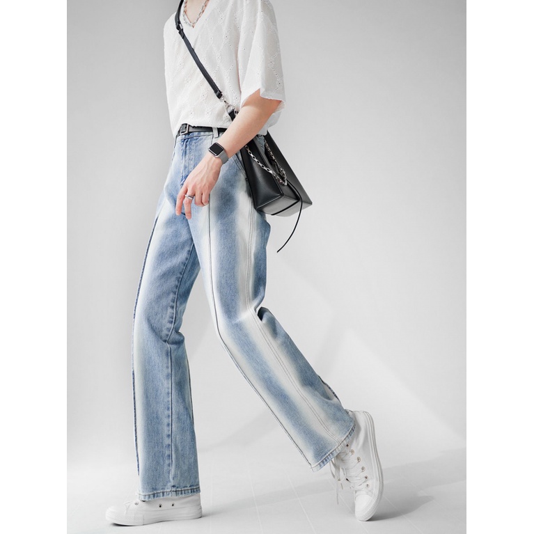 Quần Jean Nhuộm Màu Sắc Tương Phản Phong Cách Retro Nhật Bản Cho Nam