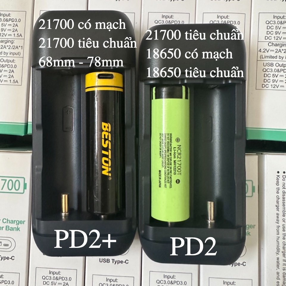 Hộp sạc pin / sạc dự phòng YONII BC2 PD2 BC2- BL2 18650 21700 18650 hỗ trợ sạc nhanh