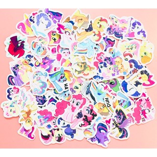 Bộ 30-50 Sticker ngựa thần pony ép lụa có đề can bóc dán