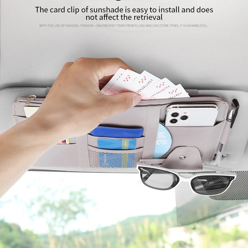 Túi Da Đựng Đĩa CD DVD Bill Note Gắn Tấm Che Nắng Xe Hơi Đa Năng Giá Đỡ