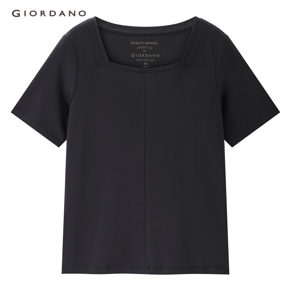 Áo thun GIORDANO 05323429 cổ vuông tay ngắn thời trang phong cách