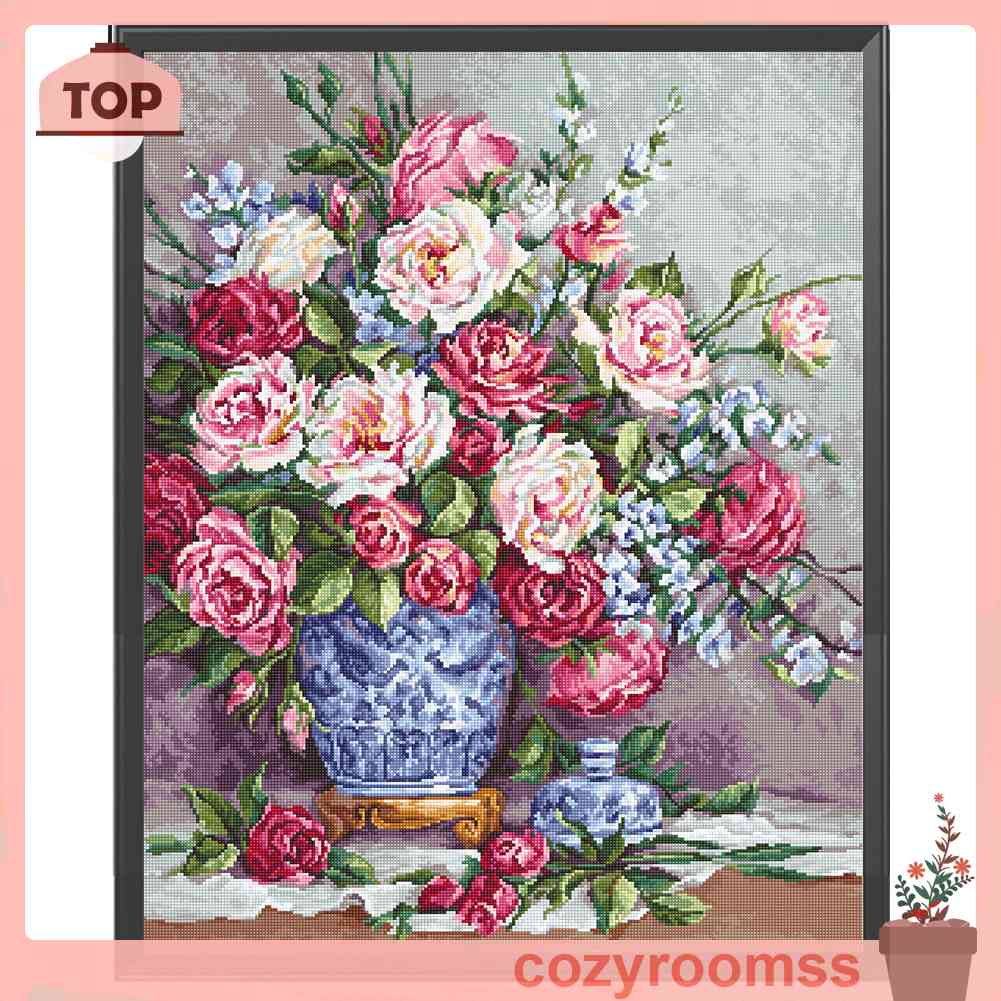 Toàn Bộ Bộ Tranh Thêu Chữ Thập 11CT DIY Hình Hoa Xinh Xắn