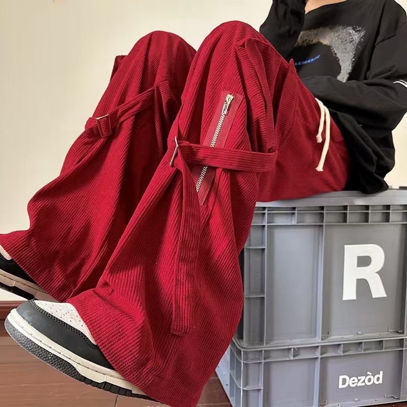 Quần Dài Vải Nhung Phong Cách Đường Phố Nhật Bản Cá Tính Cho Nam