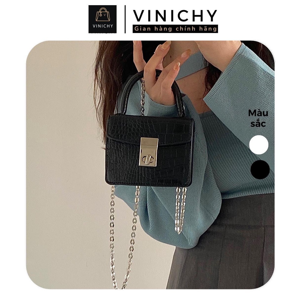 Túi xách nữ mini đeo chéo, túi đi chơi, đi học VINICHY, da cao cấp size 14cm HA324