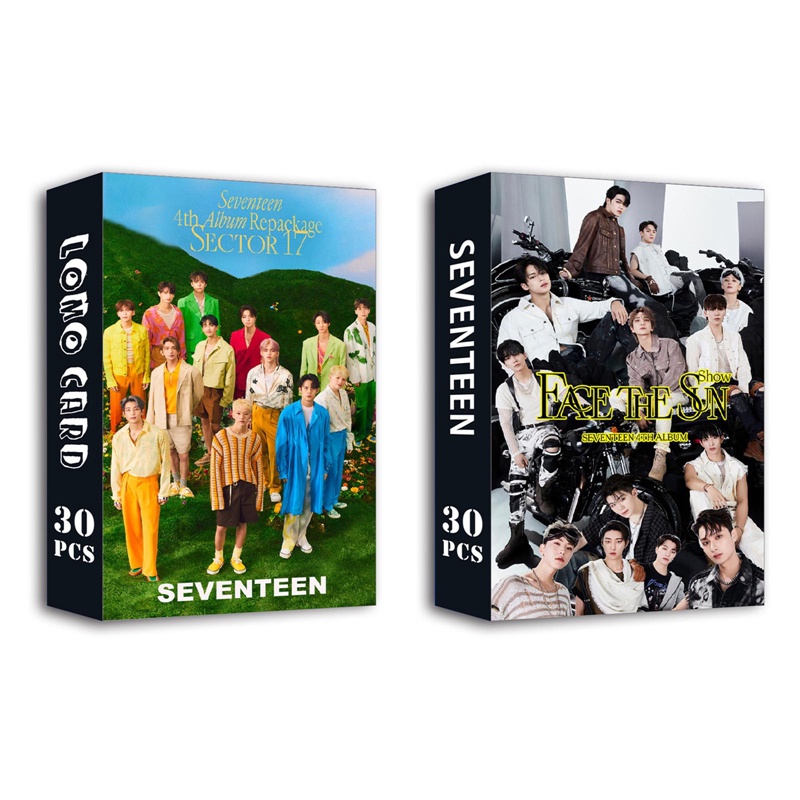Set 30 Tấm Thẻ Ảnh LOMO Hai Mặt 17 Thẻ Hình Nhóm Nhạc KPOP SEVENTEEN