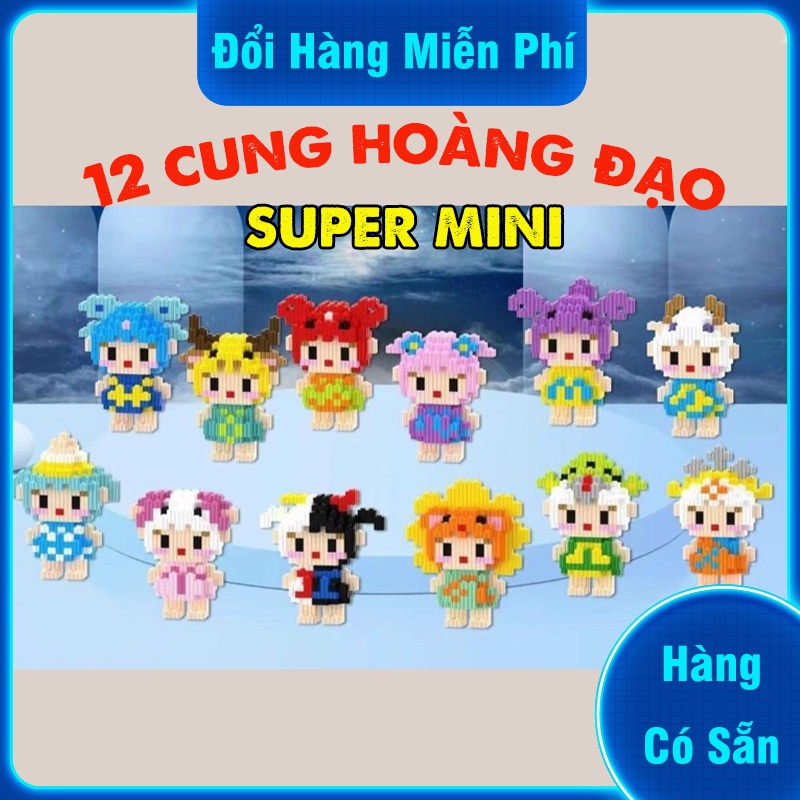 Lego Mini Minshop Mô Hình Lắp Ráp 12 Cung Hoàng Đạo SUPER MINI 3D Đồ Chơi Ghép Xếp Hình Chòm Sao Bảo Bình Bọ Cạp Xử Nữ