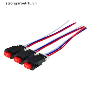 Strongaroetrtu 12V Motorcycle Switch Hazard Light Switch Button with 3 Wire Built-in Lock VN