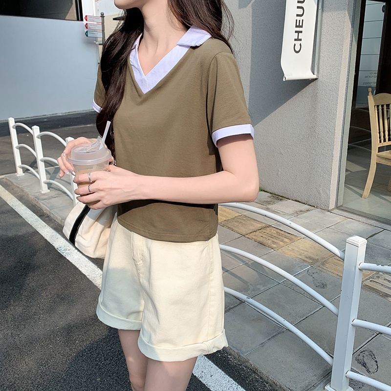 NRVP Áo Thun Tay Ngắn Dáng Ôm In Họa Tiết Độc Đáo Thời Trang Đường Phố Hàn Quốc Cho Nữ