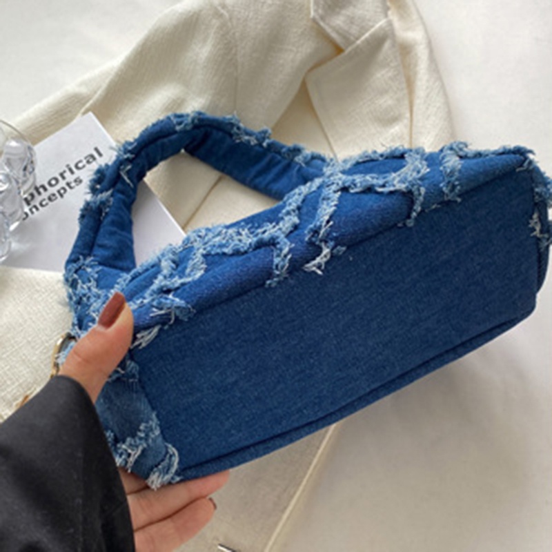 Ielgy retro niche Túi Xách Tay Bằng Vải canvas denim Đơn Giản Và Độc Đáo Cho Nữ