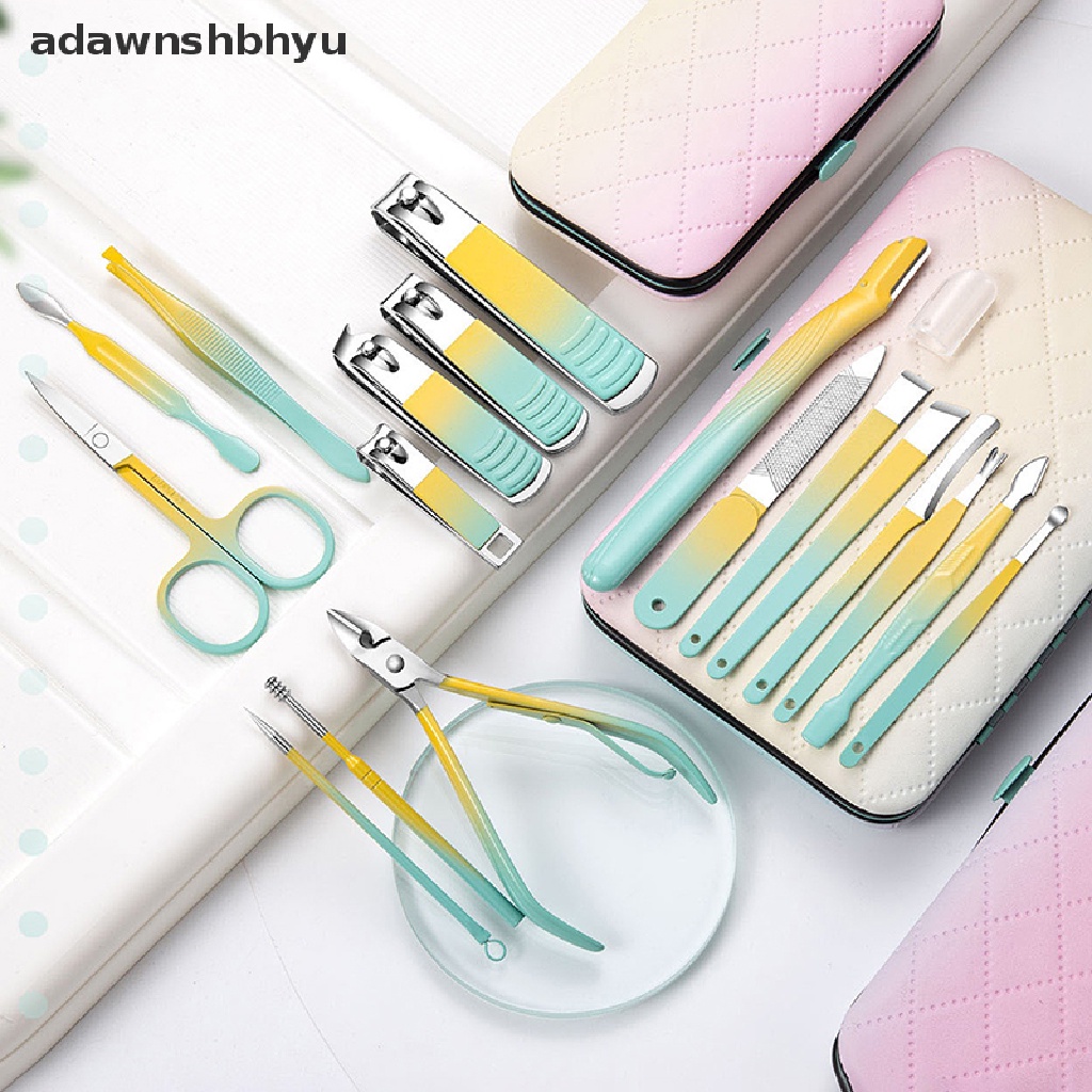 Bộ 10 / 12 / 18 Dụng Cụ Làm Móng Bằng Thép Không Gỉ Kèm Hộp Đựng