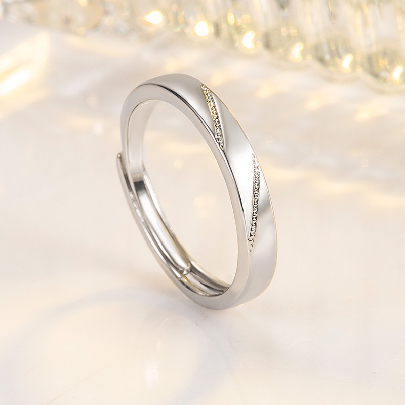 Nhẫn Thép Titan Đính Đá Zircon Màu Bạc Đơn Giản Thời Trang Cho Nam Nữ