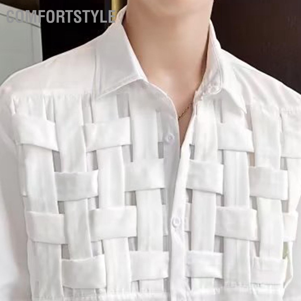 Áo sơ mi nửa tay nam dệt kim Thời trang mùa hè Màu rắn Turndown Cổ áo hàng đầu cxmin05.vn