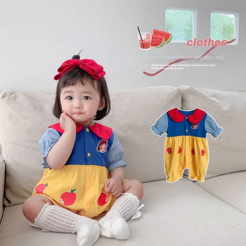Bộ Áo Liền Quần Bằng Cotton Tay Lửng Siêu Dễ Thương Dành Cho Bé Gái