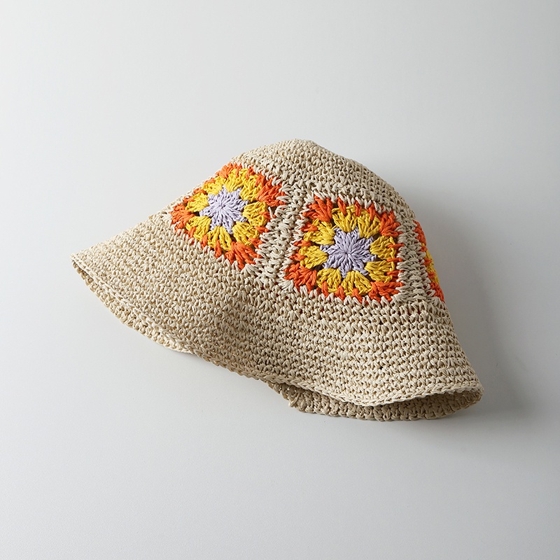 Nón Tai Bèo Đan Cói Thủ Công Họa Tiết Hoa Xinh Xắn Thời Trang Hàn Quốc