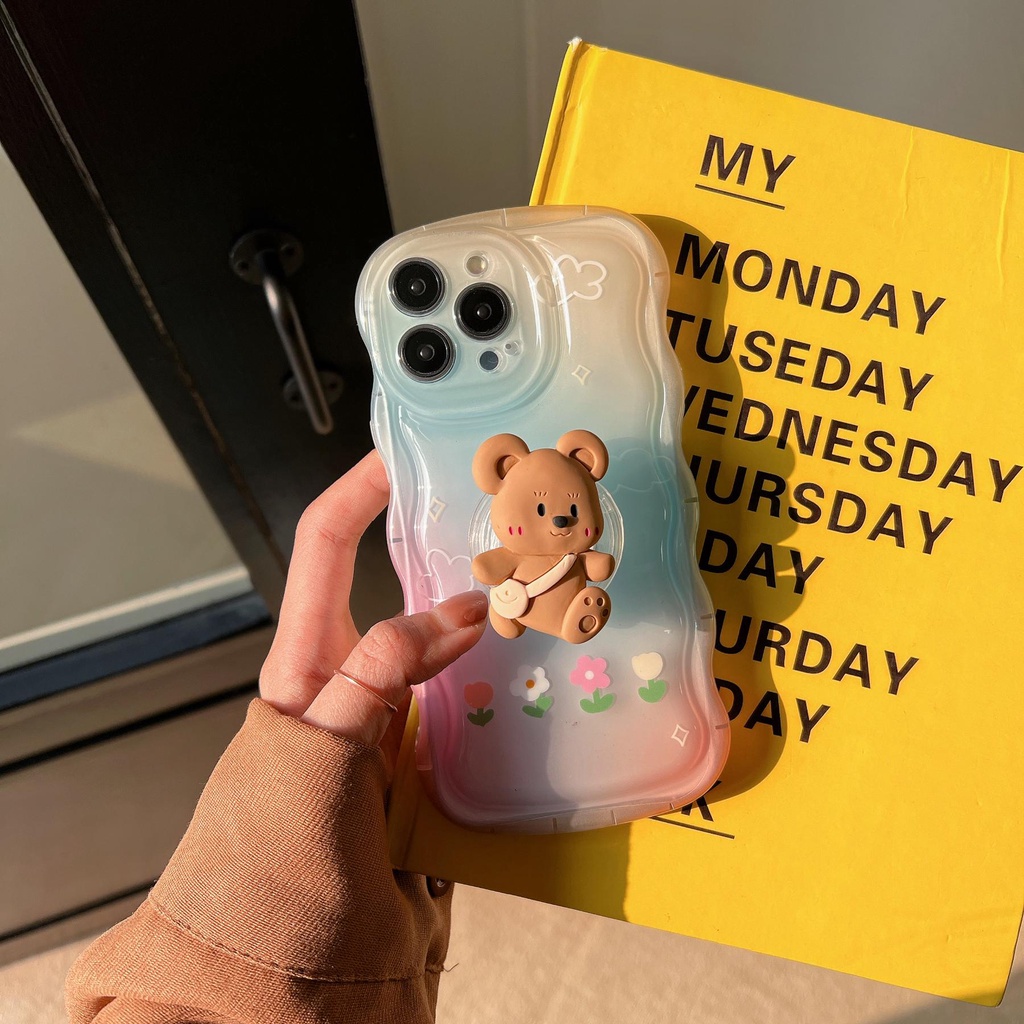 Ốp Điện Thoại Silicon Trong Suốt Họa Tiết Hoạt Hình Chú Gấu Dễ Thương Chống Sốc Cho iPhone 14 13 12 11 Pro Max