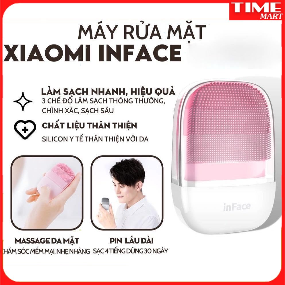 [MẪU MỚI 2022 GEN 2] Máy rửa mặt Xiaomi inFace. bằng sóng âm sạc điện chống nước. Mẫu mới lồng êm và dài hơn [TIME_MART]