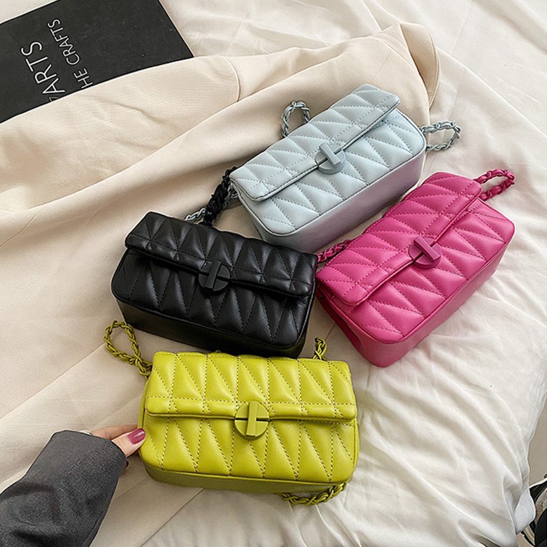 Túi Đeo Vai Hình Vuông Cỡ Nhỏ Phối Dây Đeo Sợi Xích Thời Trang Xuân Hè Cho Nữ