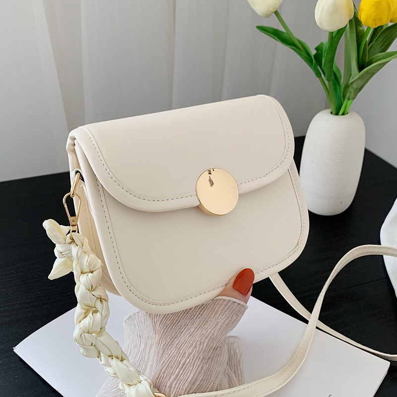 Ck Túi Đeo Chéo Da PU Dáng Vuông Nhỏ Màu Trơn Thời Trang Hàn Quốc