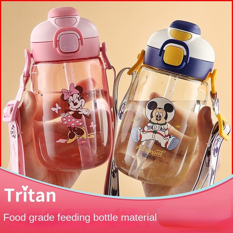 Bình Nước Nhựa Có Ống Hút Họa Tiết Disney Dễ Thương Cho Bé