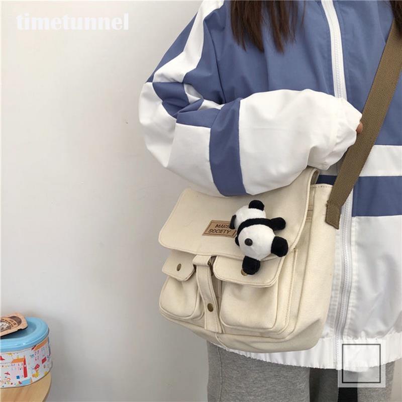 Túi Xách Canvas Sức Chứa Lớn Phong Cách Harajuku Hàn Quốc Cho Nữ timetunnel