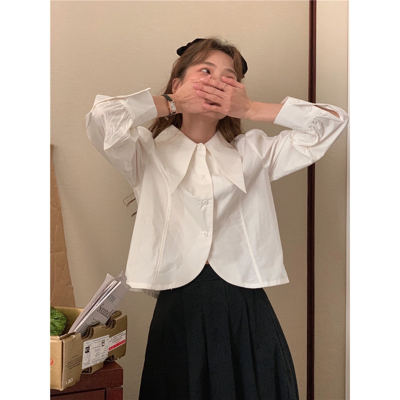 Áo sơ mi SUXI tay dài màu trơn dáng ôm thời trang Hàn Quốc