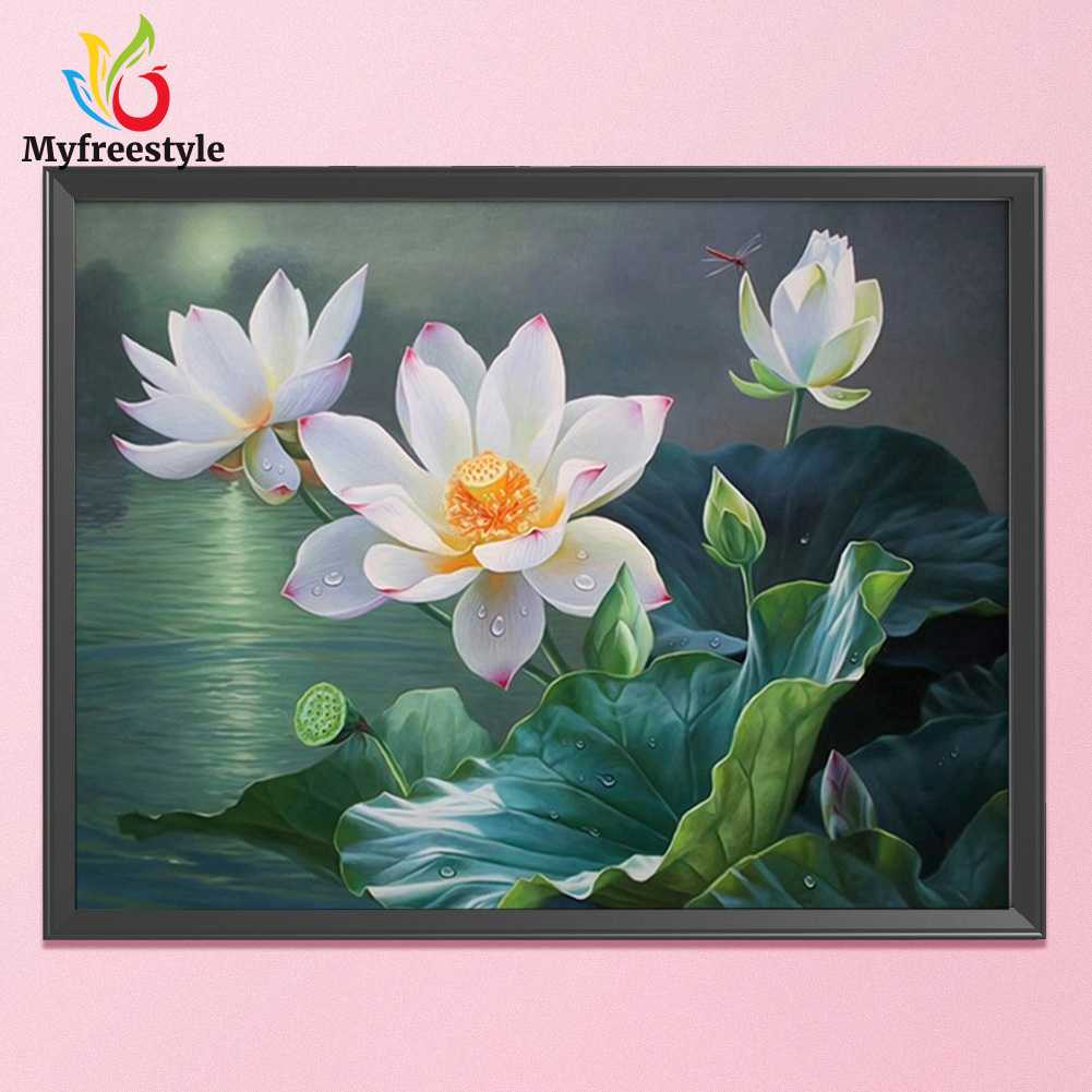50*40CM Bộ Tranh Thêu Chữ Thập Tự Làm Hình Hoa Sen 50X40Cm 11Ct (Jl187 A)