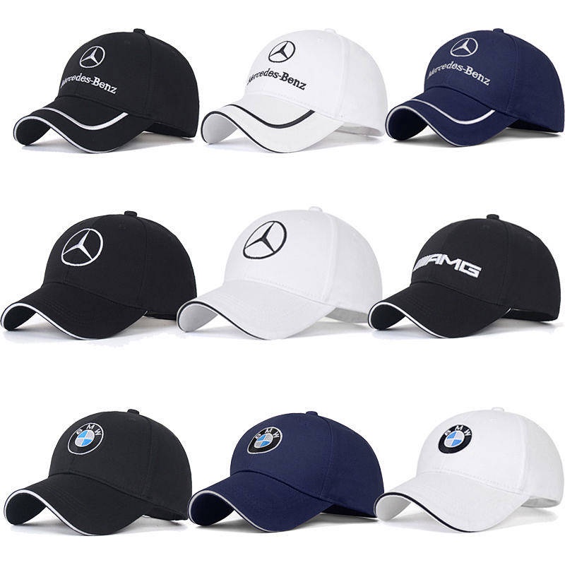 【Barley】 Mercedes Benz AMG BMW Audi Racing Baseball Cap F1 Racing Men and Women Outdoor Sports Peaked Cap Car Logo Peaked Cap BCVK