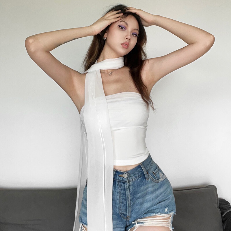 Kliou 2023 Mới Áo Tank Top Sợi Cotton Màu Trắng Thuần Khiết Và Sạch Sẽ Thiết Kế Đường Phố Gợi Cảm Cá Tính Thời Trang Cho Nữ 2023