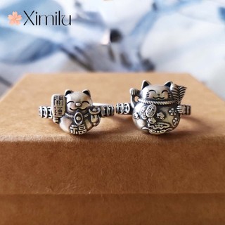 ♥nhẫn bạc may mắn hình đồng xu may mắn