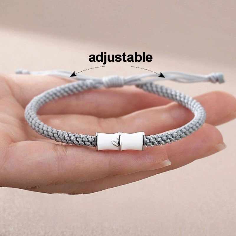 Set 2 Vòng Tay Bện Dây Thủ Công Màu Trắng / Đen Tùy Chỉnh Phong Cách Vintage Cho Cặp Đôi