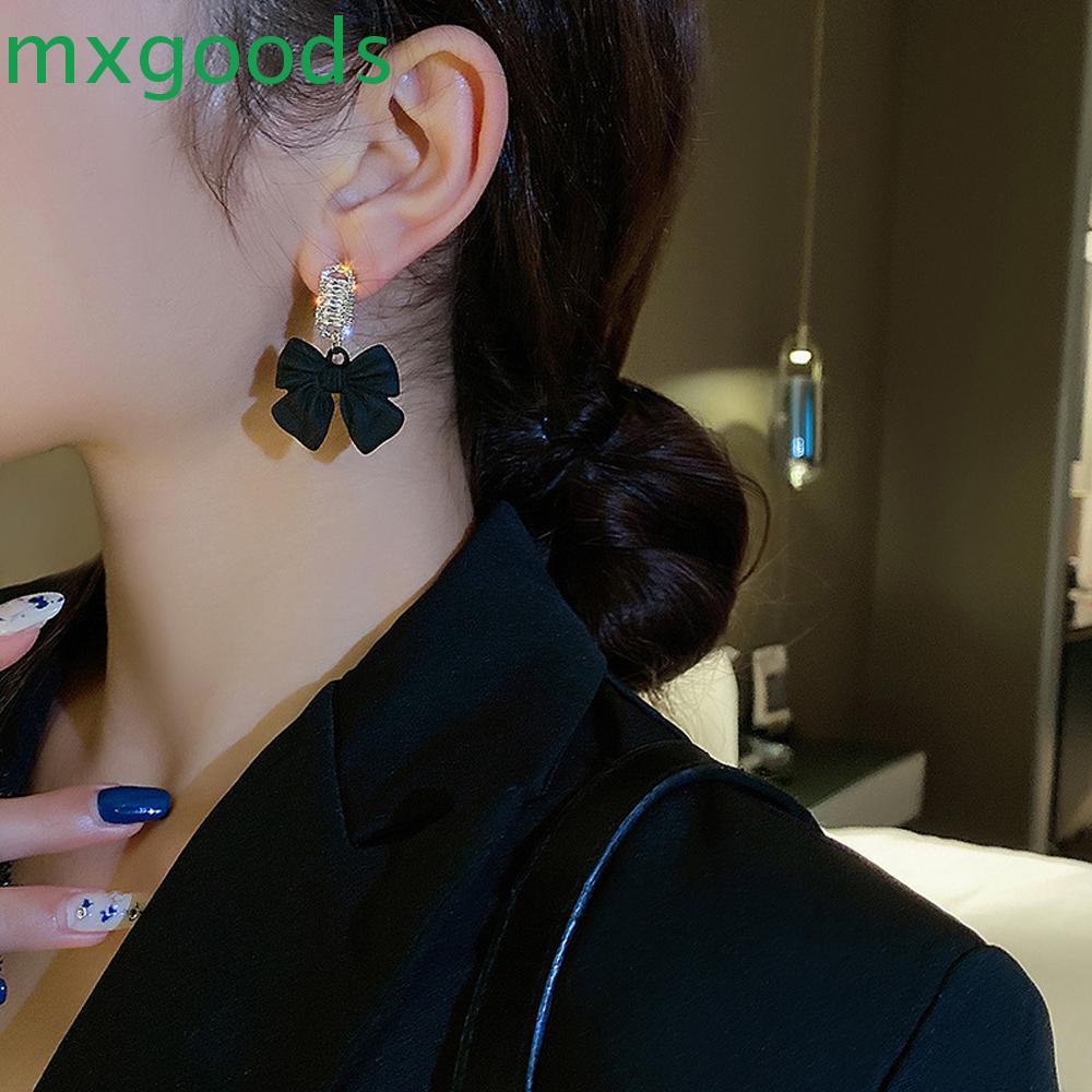 Khuyên Tai Dáng Dài Mặt Hình Nơ Đính Đá Thời Trang Cho Nữ