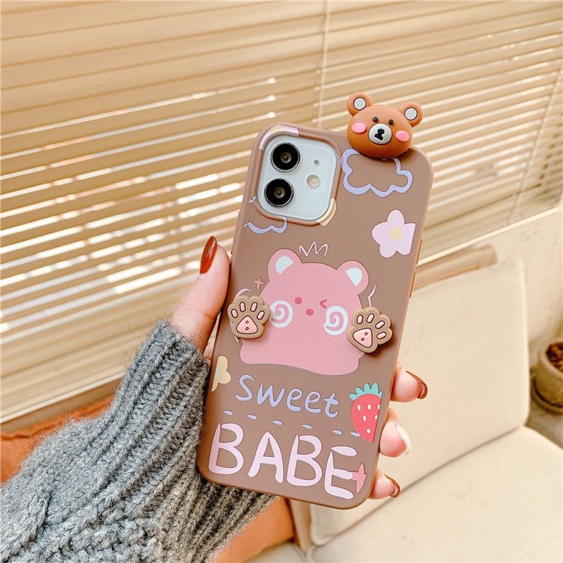 Compatible For POCO C65 Xiaomi 13T 12T 11T 10T Mi 13 12 11 Lite POCO X5 F5 X4 F3 M5 M4 M3 Pro X3 NFC X3 GT Cute Three-dimensional Bear Rabbit Paw Mobile Phone Case