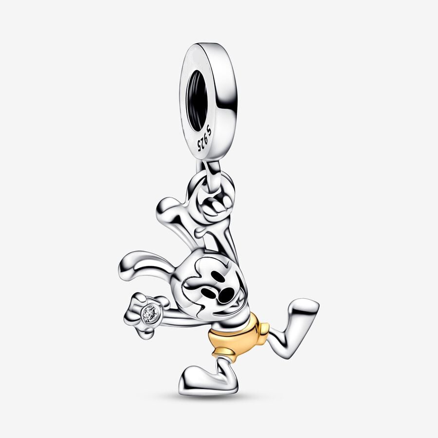 Kỷ niệm 100 năm Disney Oswald Dangle Charm Phù hợp với Vòng tay Pandora Mạ bạc Trang sức DIY